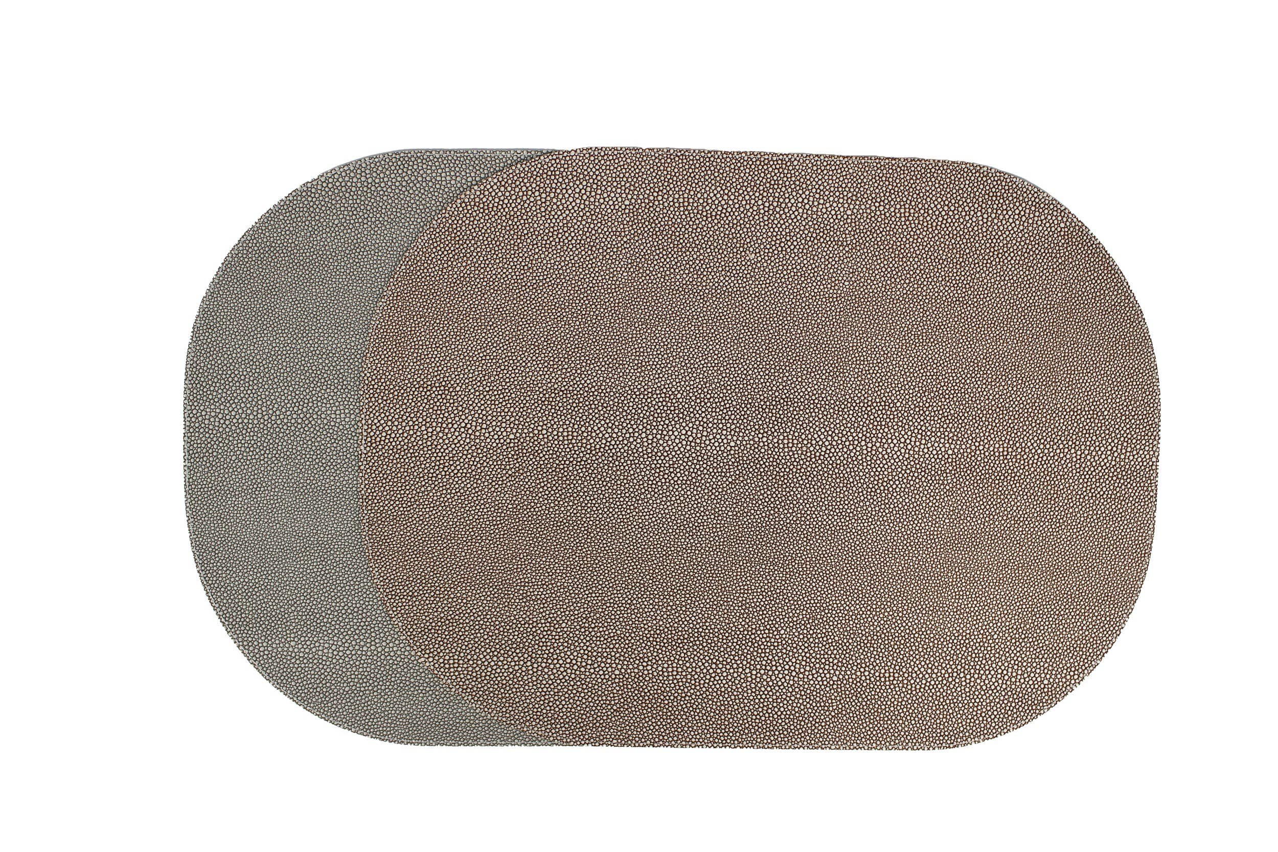 Signature Home Collection GmbH - Vendita all'ingrosso Tovagliette - Set di 6 tovagliette ovali in ecopelle grigio marrone6