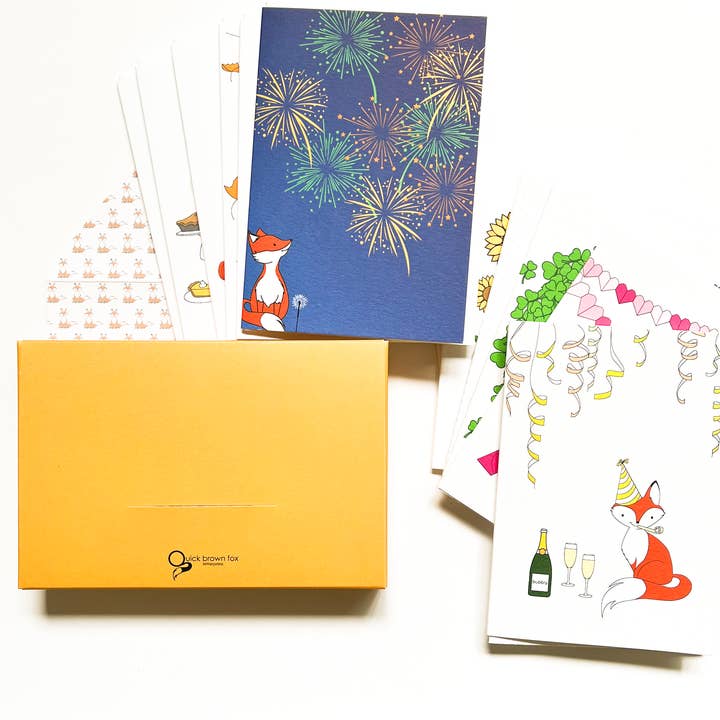 Foxy Boxed Set - Geïllustreerde kaartenset voor wholesale door Quick Brown Fox Letterpress