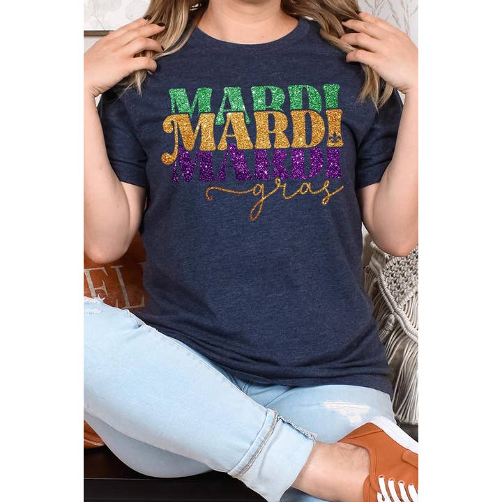 COLORBEAR – Großhandel T-Shirt mit Siebdruck – Damen – MARDI GRAS, UNISEX-KURZARM MIT KUNSTGLITZER, GRAFIK5