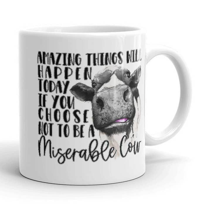 Miserable Cow Coffee Mug for wholesale by Words of Ivy