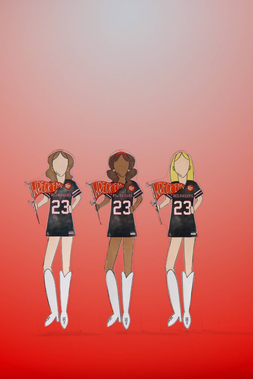 Tailgated Co. – Engroshandel Bordpynt – Texas Tech Piger Akrylhylde | College Kunstblok | Sovesalsværelse Dekoration | Kampdagshyldedekoration0