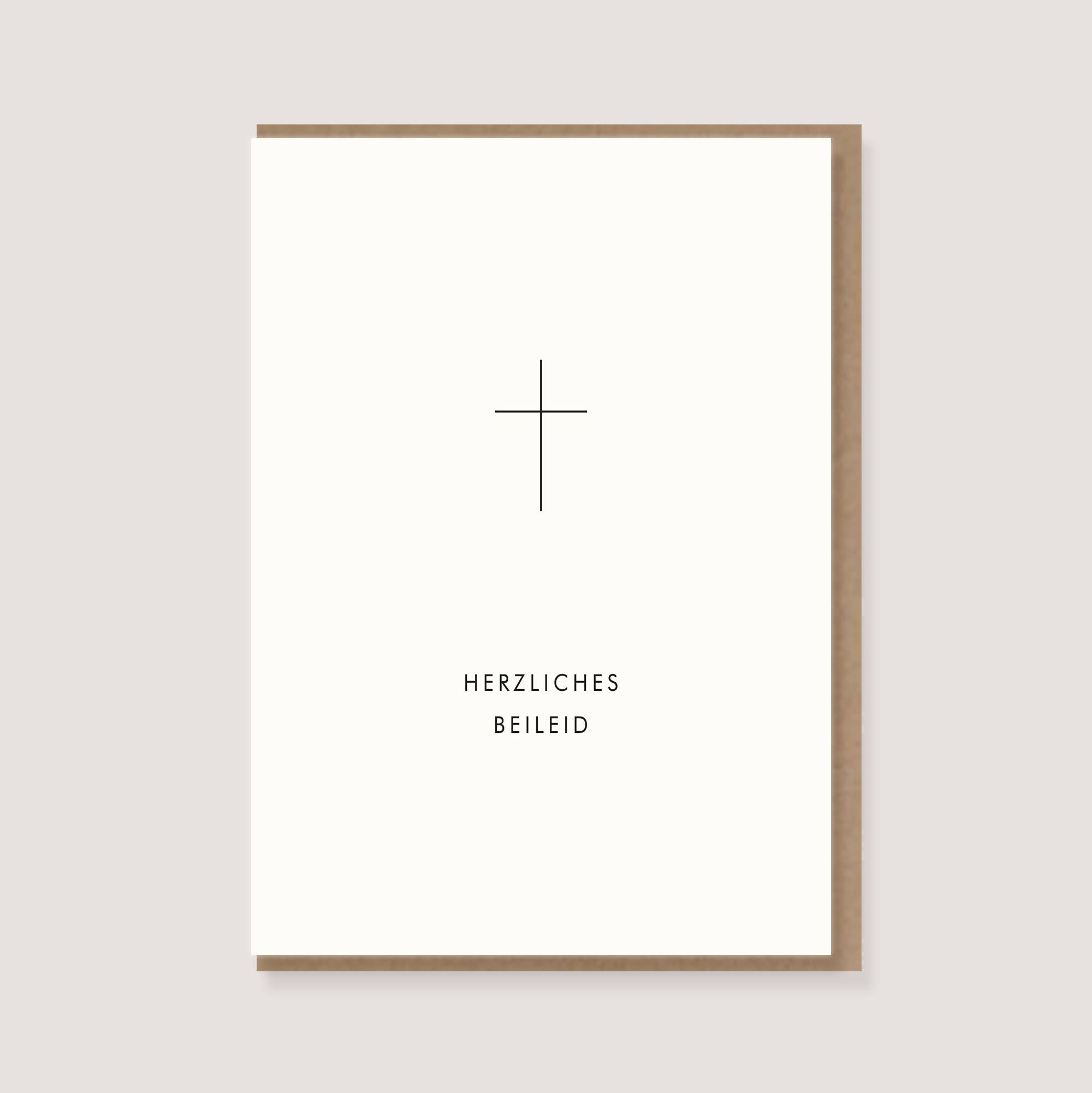 LØTTEBOM - Wholesale Sympathy Card - Greeting card with envelope - “Cross - Heartfelt Condolences”