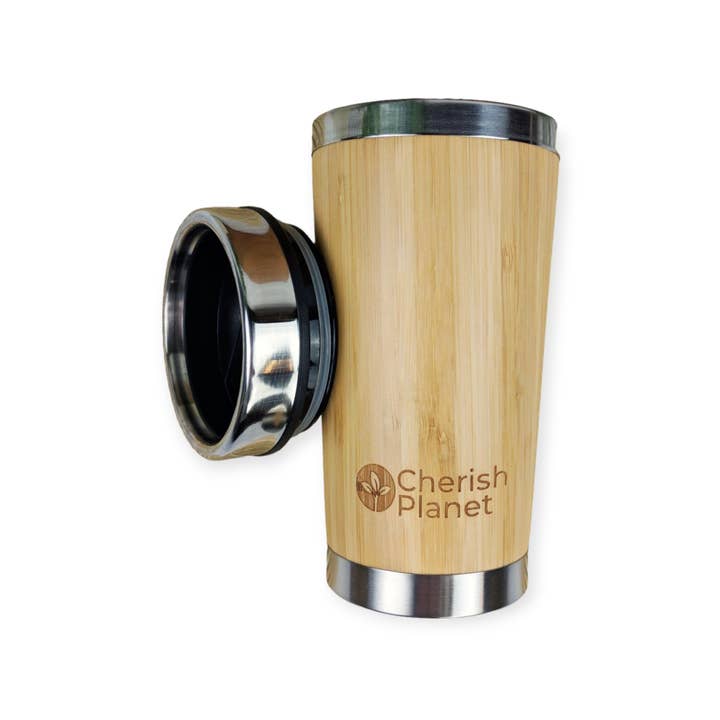 Cherish Planet - Venta al por mayor Vaso termo - Taza portátil de bambú para té y café, 400 ml1