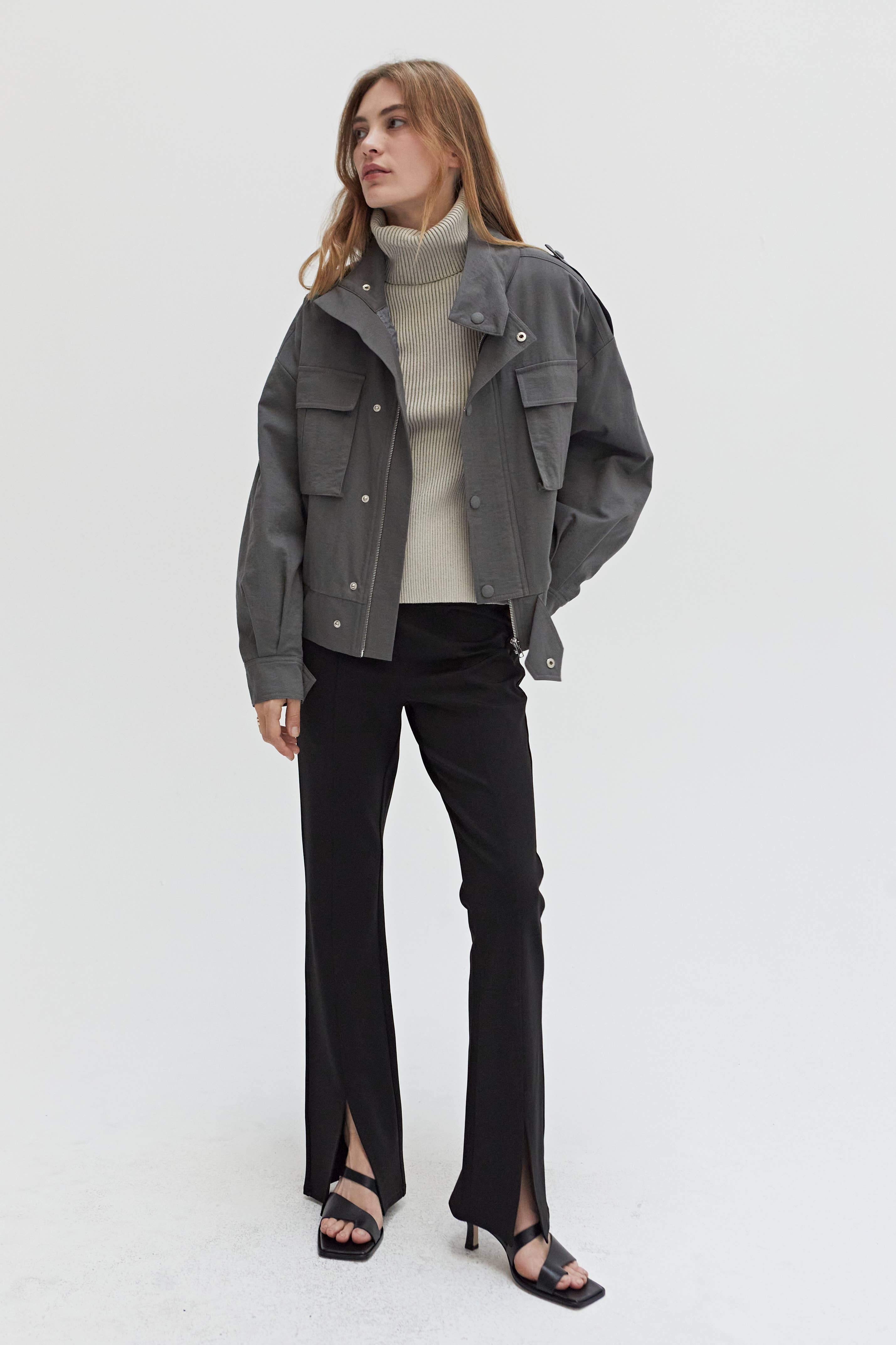 CHARCOAL CJ9215 - Jae Utility Jacket for wholesale on Faire5