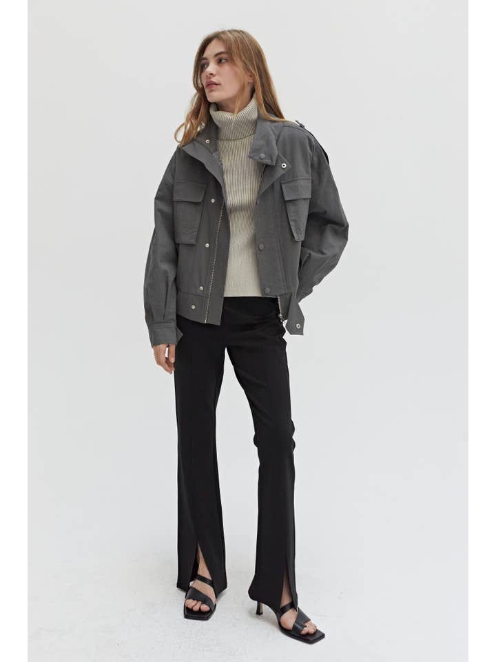 CHARCOAL CJ9215 - Jae Utility Jacket for wholesale on Faire5