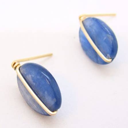 Kyanit-Ovalstecker mit geschmiedetem Akzent für den Großhandel von J. Mills Studio