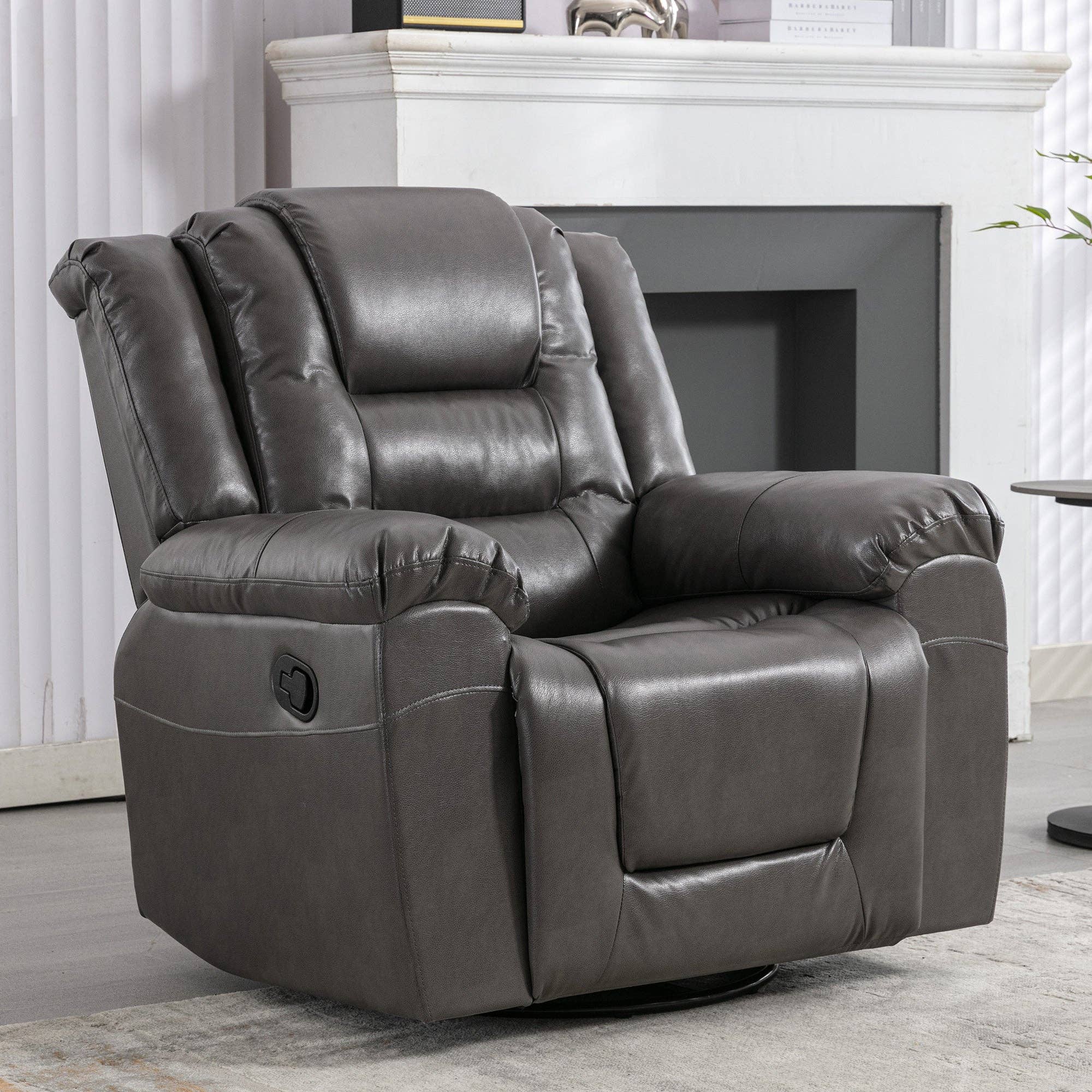 Orange County Decor - Wholesale Chair - 360 Swivel And Rocking Home Theater Recliner Manual Recliner Chair With Wide Armrest For Living Room,Bedroom, Grey Grey Foam Pu13