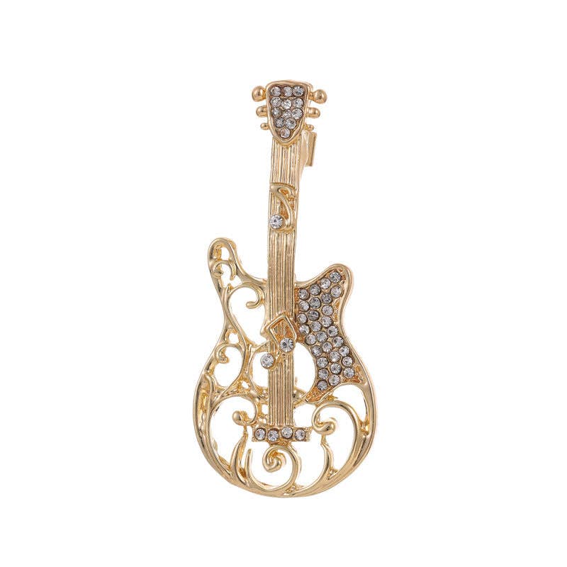 Oro Spilla in lega con strass e violino PA5712 in vendita all'ingrosso su Faire0