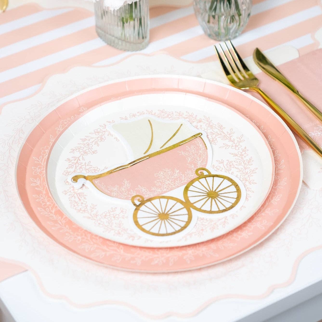 Gatherings by Curated Paperie - Wholesale Disposable Table Cover/Runner - Baby Pink Striped Table Runners6