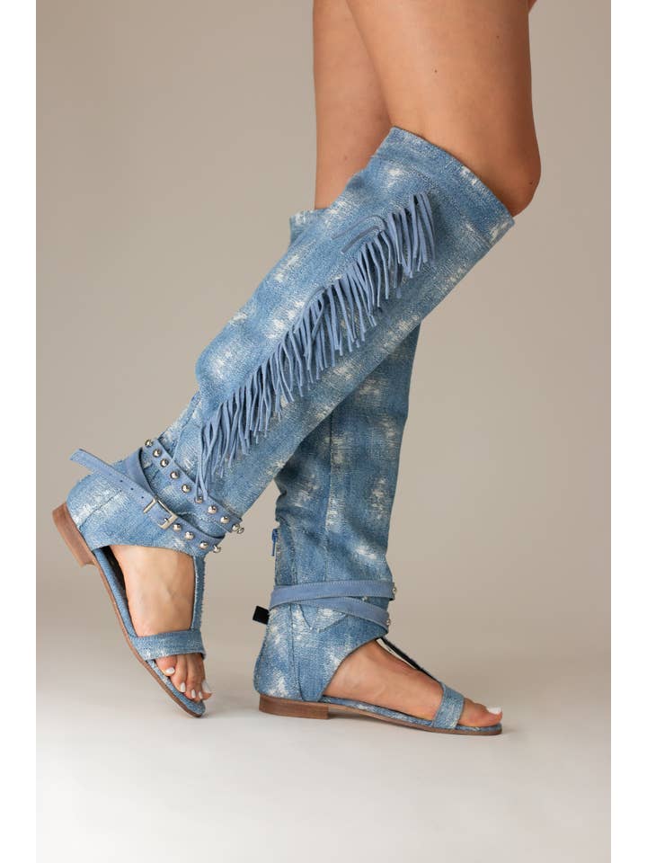 Cynthia Richard - Wholesale Boots - Women's - Abigale Blue Ripped Denim