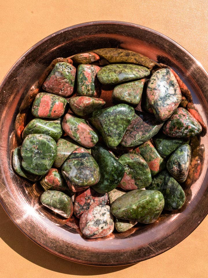 Unakite Tumbled Stone for wholesale by Selene Stone