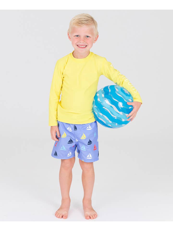 Blue Boys Down By The Bay Swim Trunks for wholesale on Faire