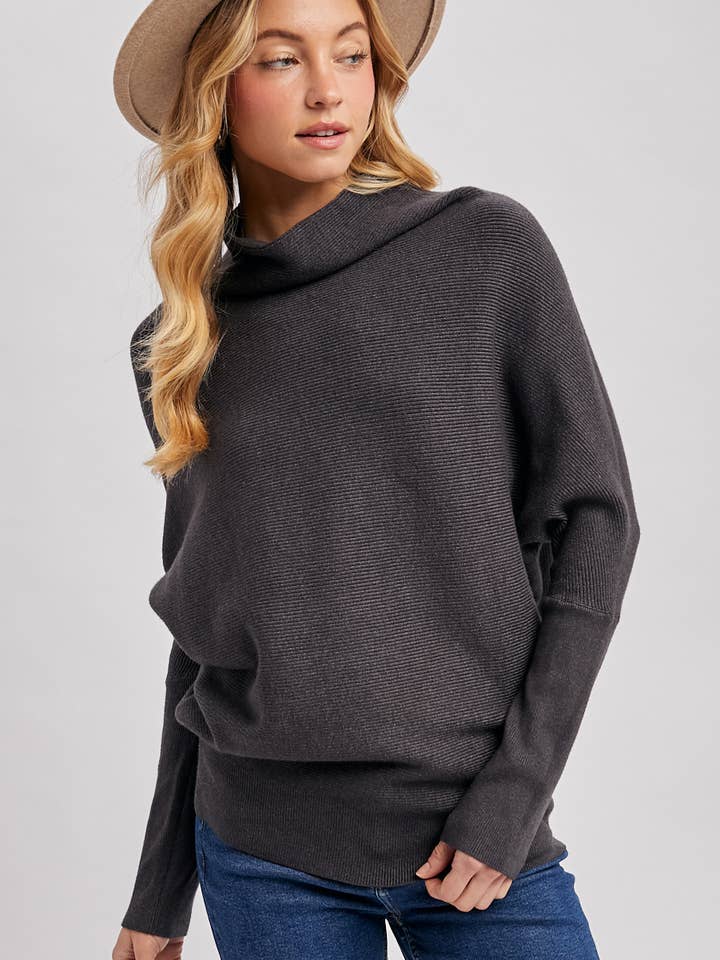 Bluivy - Wholesale Knit Sweater - Women's - SLOUCH NECK DOLMAN SLEEVED PULLOVER
