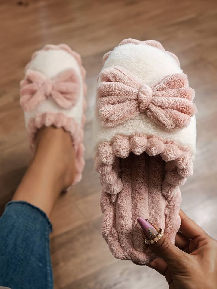 Bow Decor Color Block Ribbed Plush Slippers and other Purchase Wholesale aerie. Free Returns & Net 60 Terms on Faire trending on Faire.