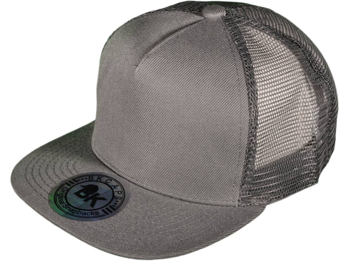 Buck Wholesale - Wholesale Trucker Hat - Unisex - Flat Bill Trucker Hats - 5 Panel SnapBack Mesh 2 Tone BK Cap15
