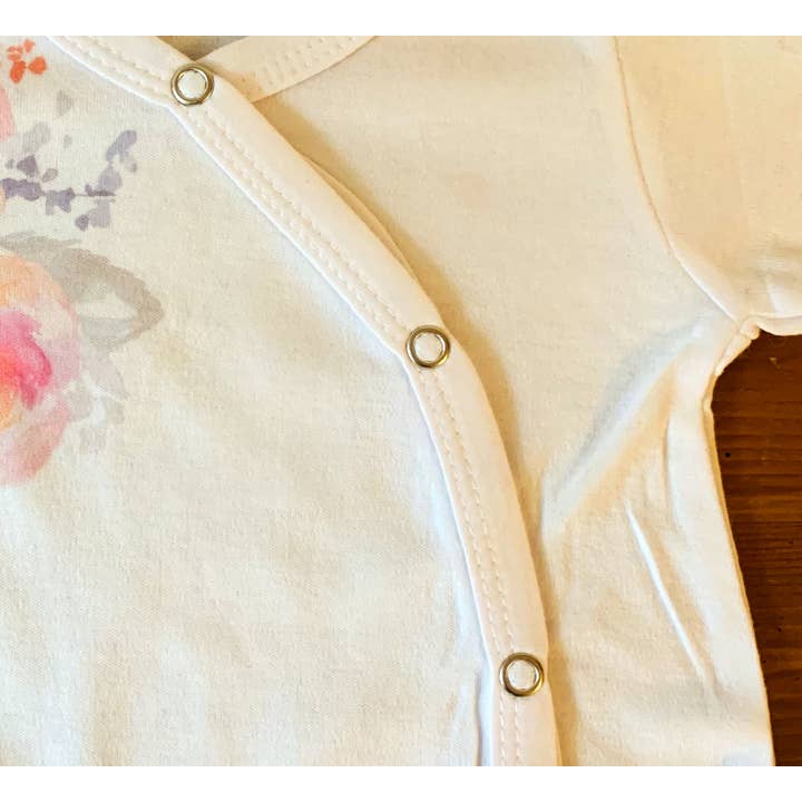 Cloud White Baby Footed Romper - Watercolor Flowers for wholesale on Faire2