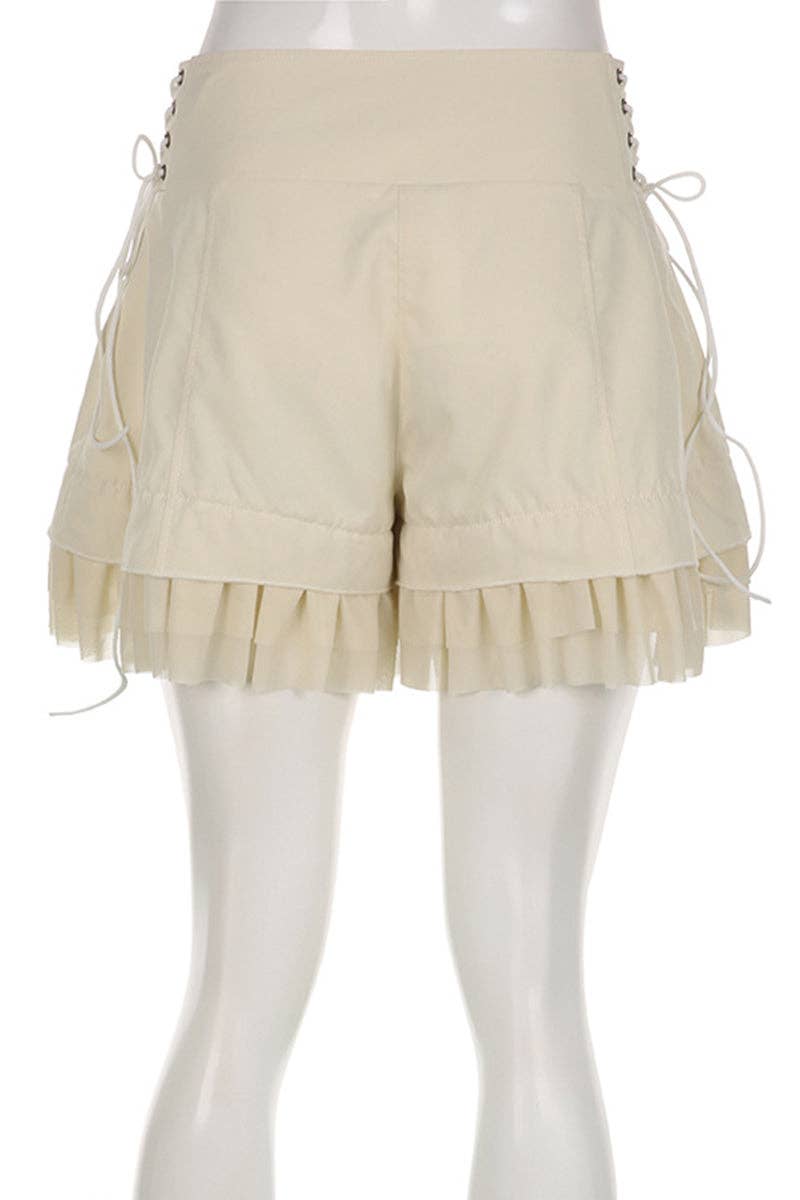 CÁQUI Calções Casuais com Bainha de Folhos e Atacadores para venda a revendedores na Faire5