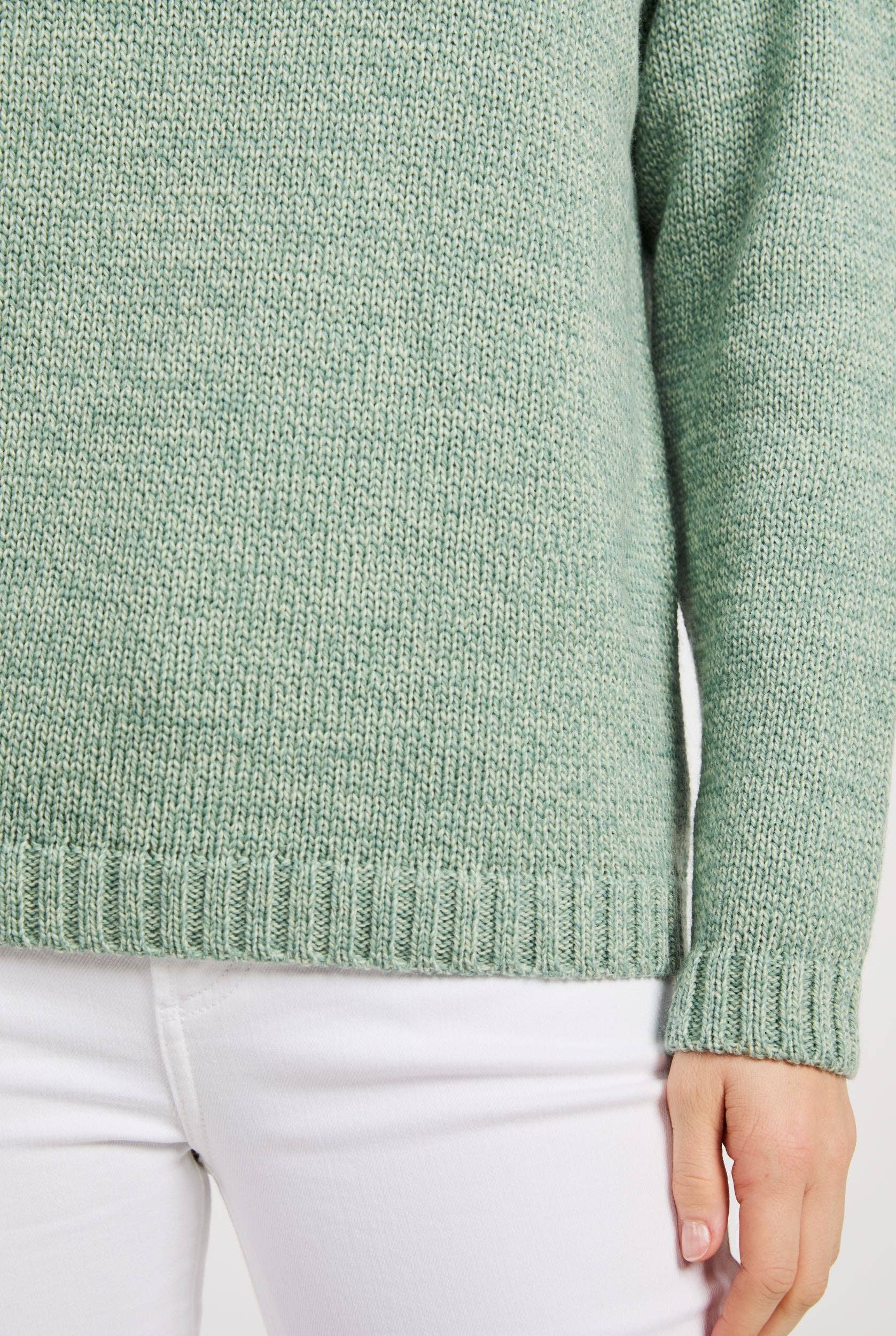 Aran Woollen Mills - Vendita all'ingrosso Maglione tricot - Donna - Maglione Aoife in lana Merino supersoft con scollo rotondo - Verde menta1
