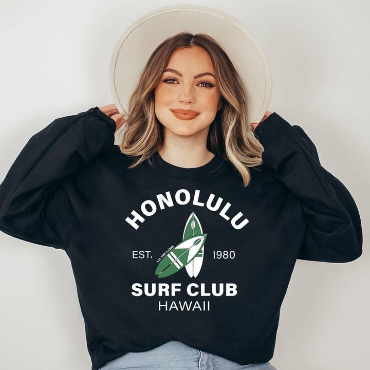 Hawai'i, Honolulu Surf Club - Screenprinted Sweatshirt for wholesale by 4:12 THE LABEL