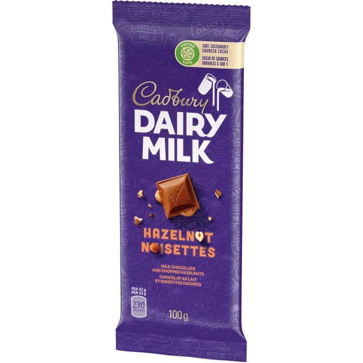 Echo Sales America - Wholesale Chocolate Bar - Cadbury Dairy Milk Chocolate with Hazelnut, Family Size - Case 21 count x100.0 g
