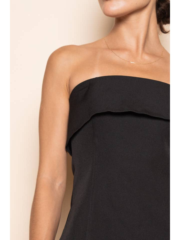 Black MODERN DRESSY STRAPLESS FITTED SIDE SLIT TOP-TI6580FO for wholesale on Faire1