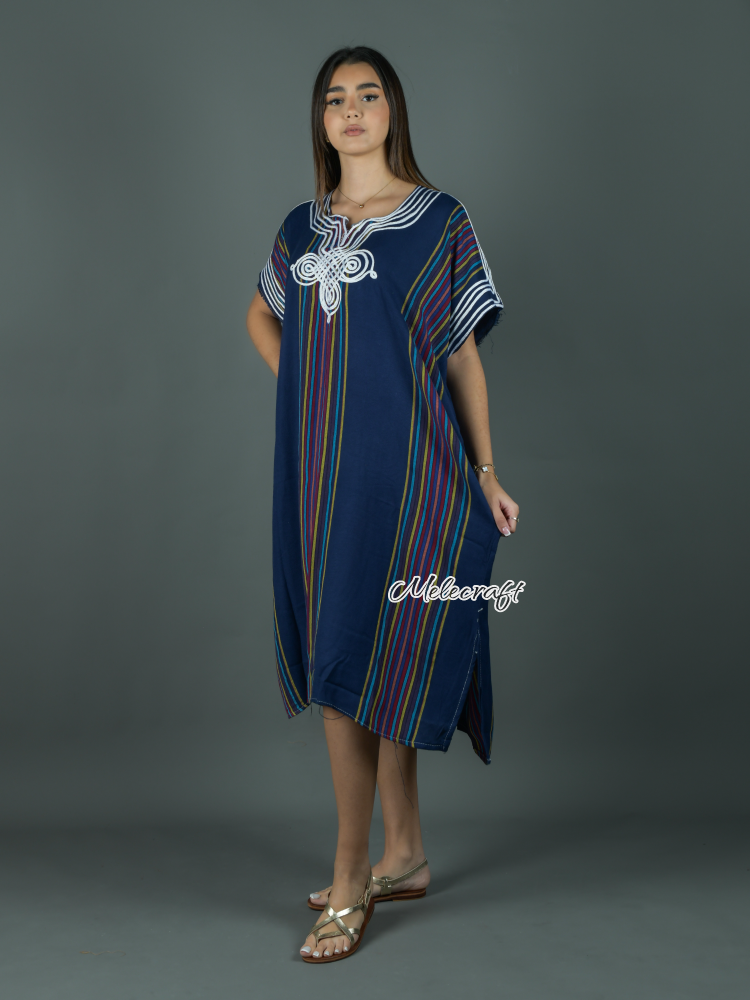 Melecraft - Wholesale Kaftan - Women's - Moroccan Striped Kaftan Dress for Women - Handmade Gandoura20