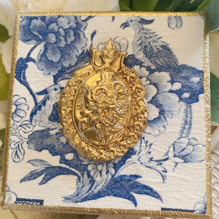 Chinoiserie Gilded Rose Bouquet Intaglio Canvas Art for wholesale by Rouge 225