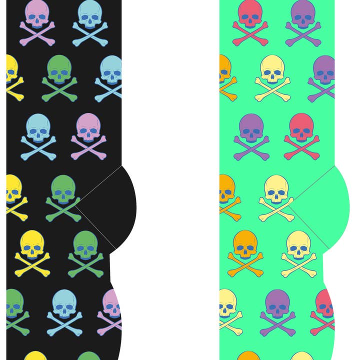 Colorful Skull & Crossbones Socks for wholesale by FOOZYS Fun Socks