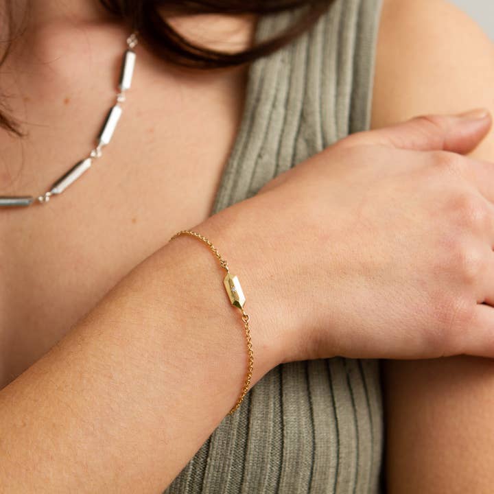 Corey Egan - Wholesale Link & Chain Bracelet - Fragment Chain Bracelet with Diamond in Gold