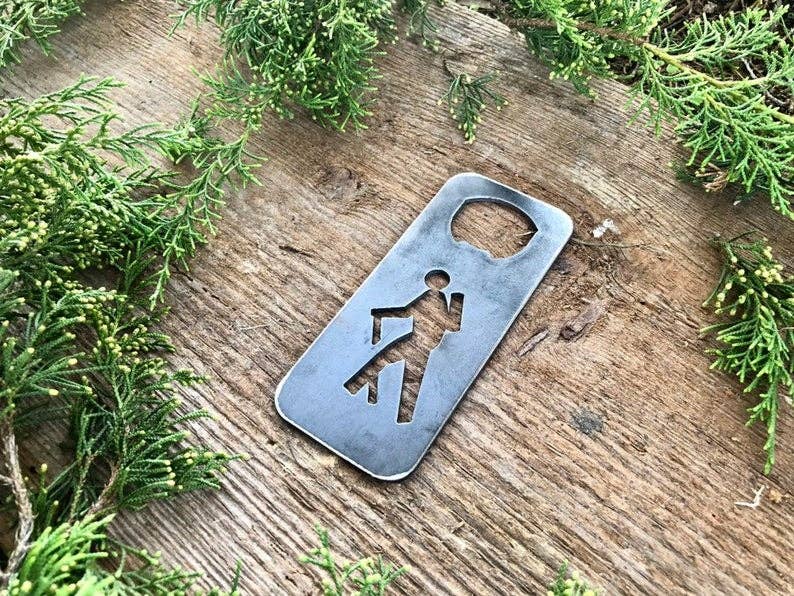 BE Creations & Designs, Inc. - Wholesale Bottle/Wine Opener - Hiker Rectangle Bottle Opener made from Raw Steel