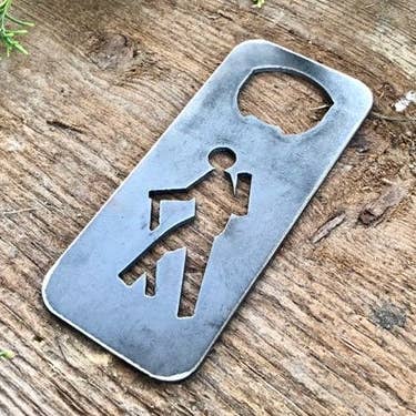 BE Creations & Designs, Inc. - Wholesale Bottle/Wine Opener - Hiker Rectangle Bottle Opener made from Raw Steel0
