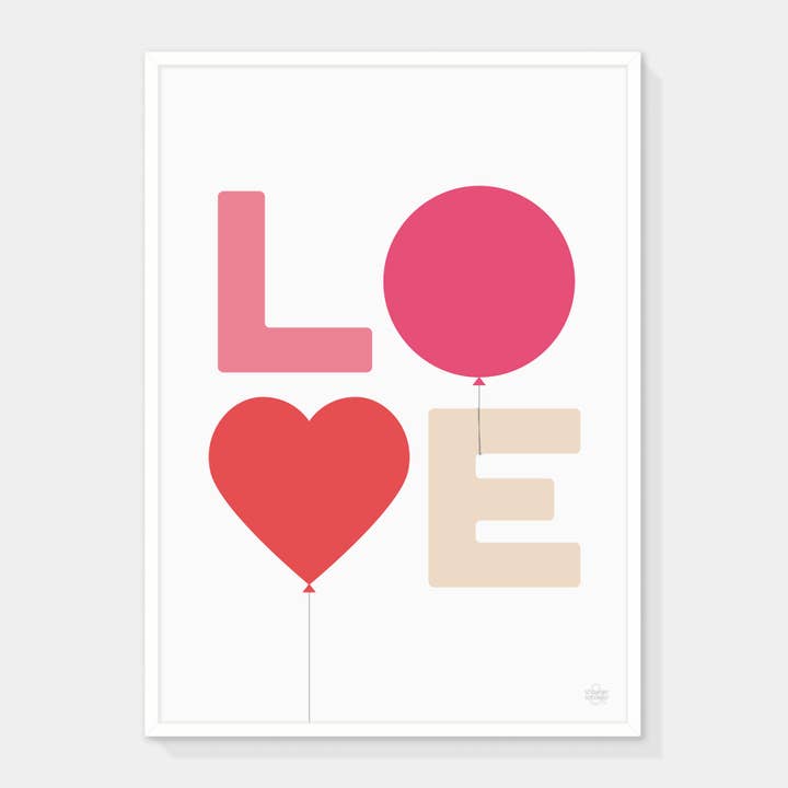 Love Balloons Art Print (Pink & Red) por atacado de Showler and Showler