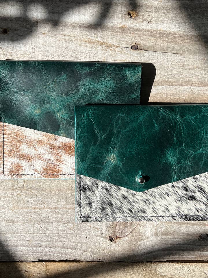 Hair-on leather card wallet for wholesale by AK Leather Co.