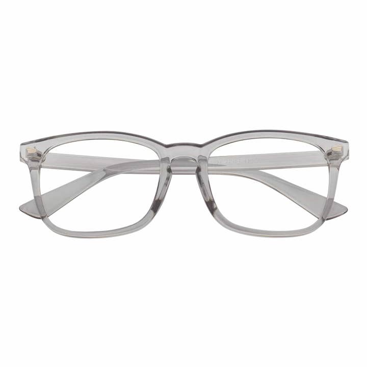 HARPER - Occhiali classici con montatura a corno, lenti trasparenti anti luce blu, grigio chiaro per la vendita all'ingrosso da parte di Morspecs