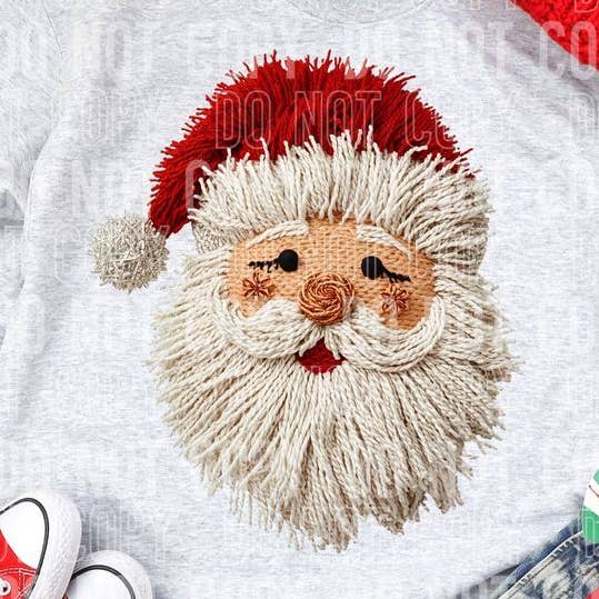 Santa String Yarn Faux DTF Transfer for wholesale by K and M Designs