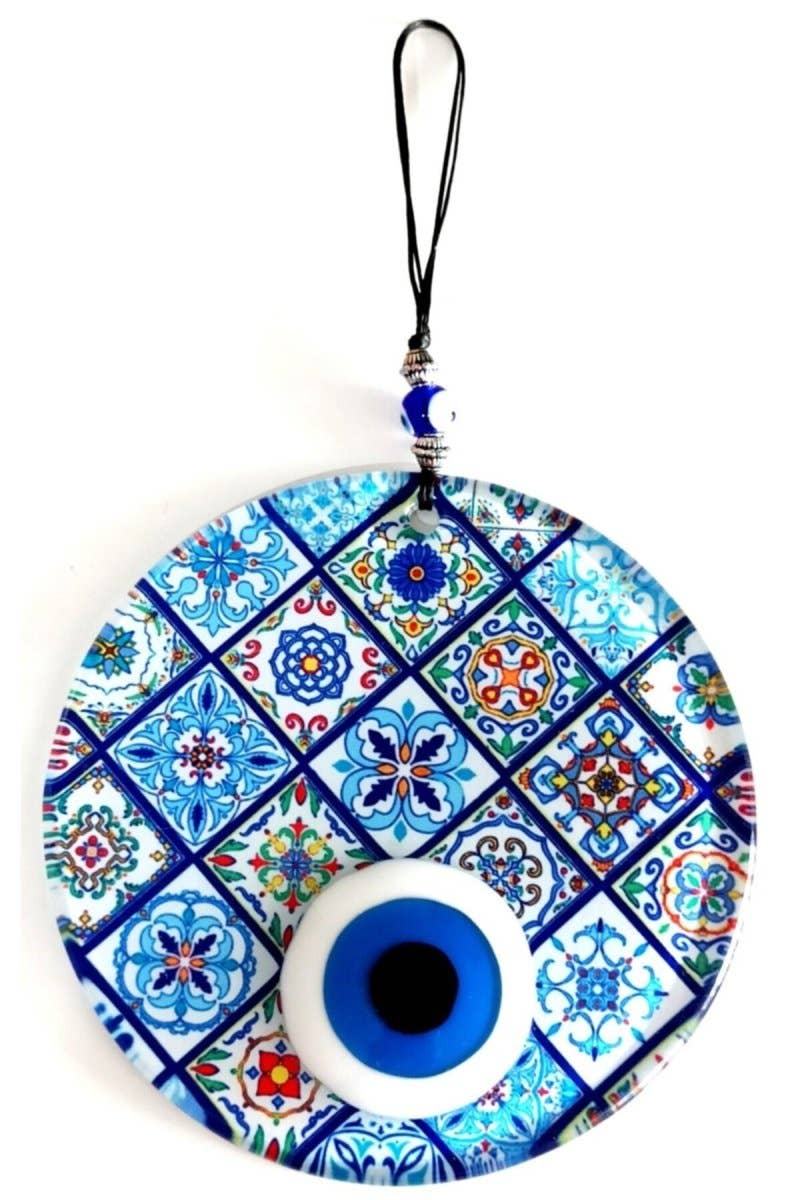 Aladdin - Wholesale Ornament - Mixperi | Mandala Patterned Nazar Bead With Fusion Glass Wall Ornament0