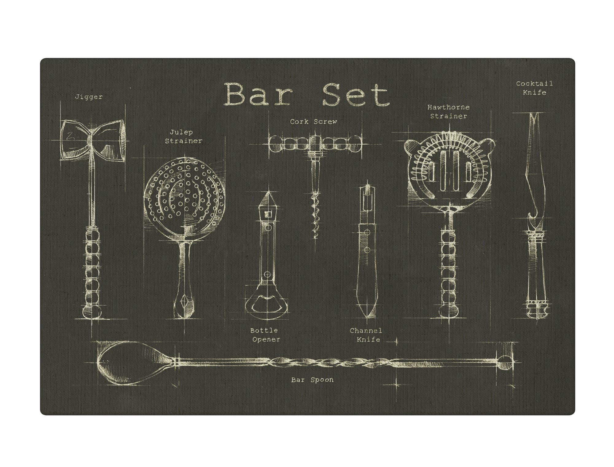 SPLASHWORKS - Vente Affiche d'art - Barware Décoration murale « Bar Set »0