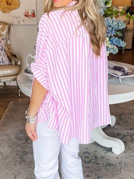 Flarix - Wholesale Button Down Shirt - Women's - striped collared top12