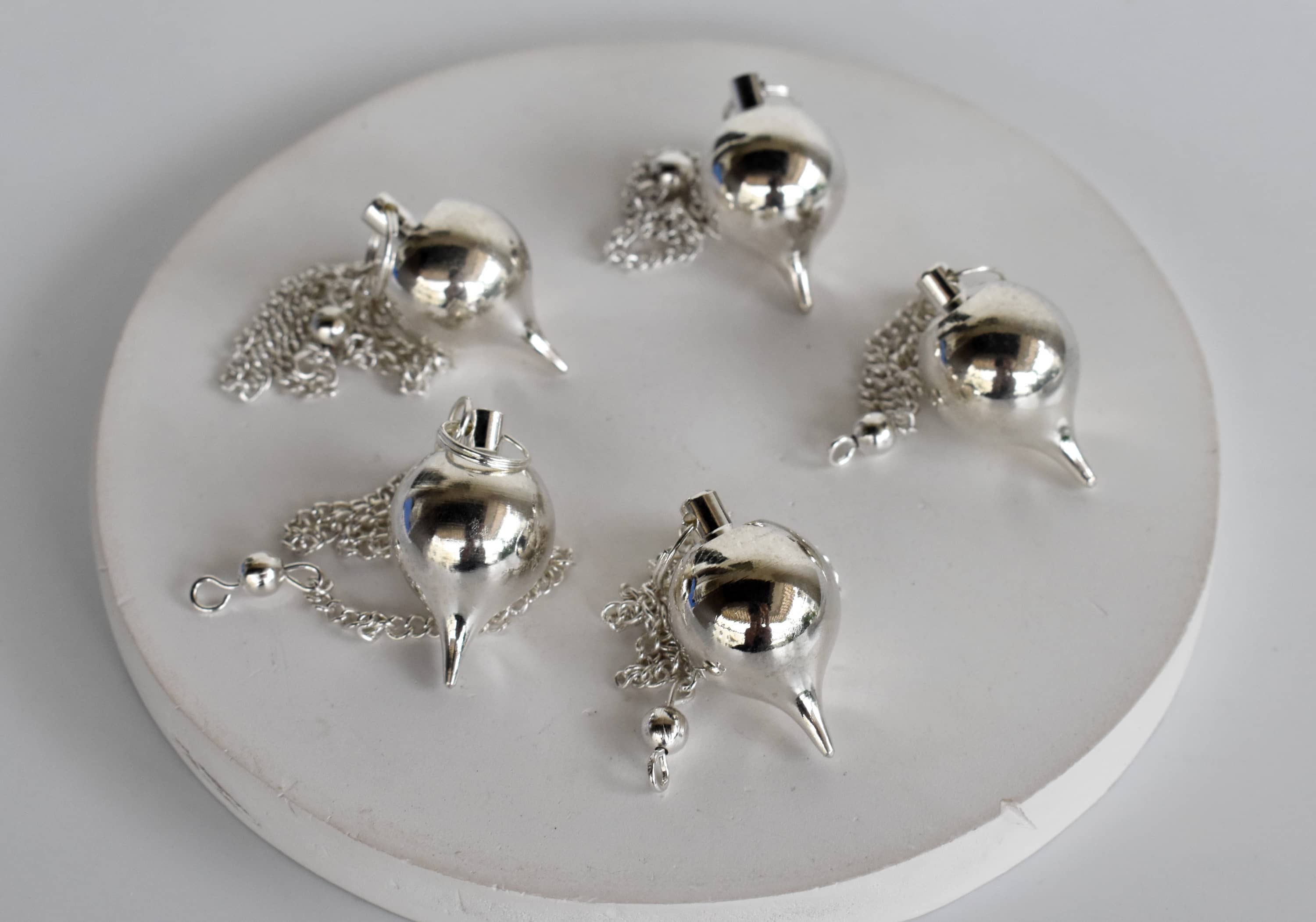 Soothing Crystals - Wholesale Meditation Supplies - Brass Golden Metal Pendulums, Solid Silver Ball Pendulum2