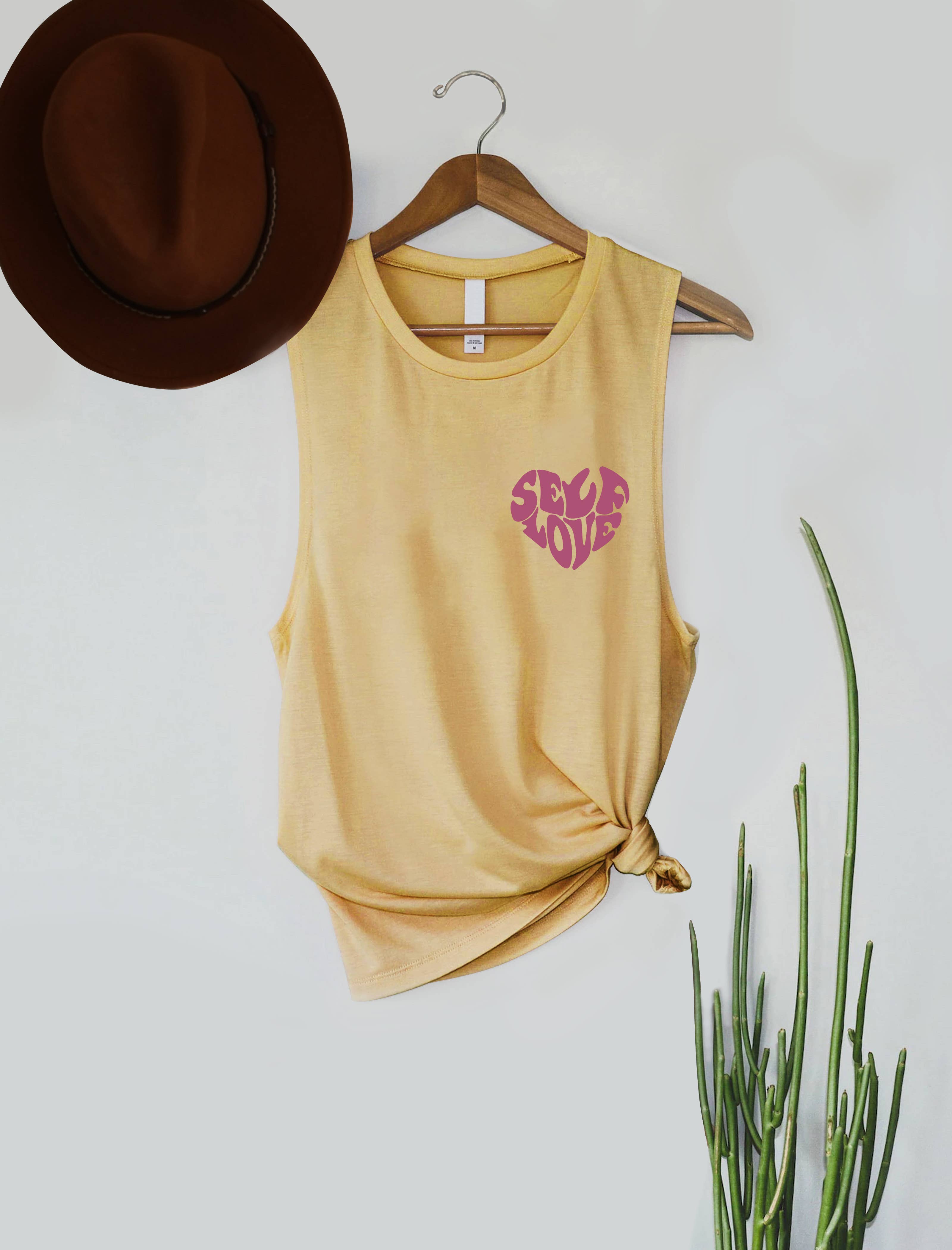 PINK NABI - Wholesale Tank Top - Women's - Self Love Heart Graphic Women's Comfortable Jersey Tank Top2