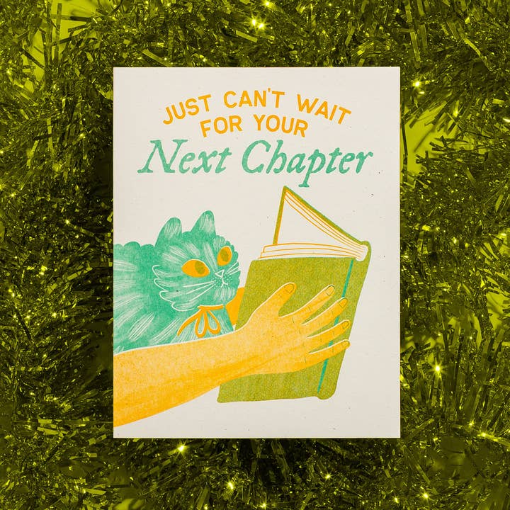 Next Chapter - Risograph Greeting Card for wholesale by Bromstad Printing Co.