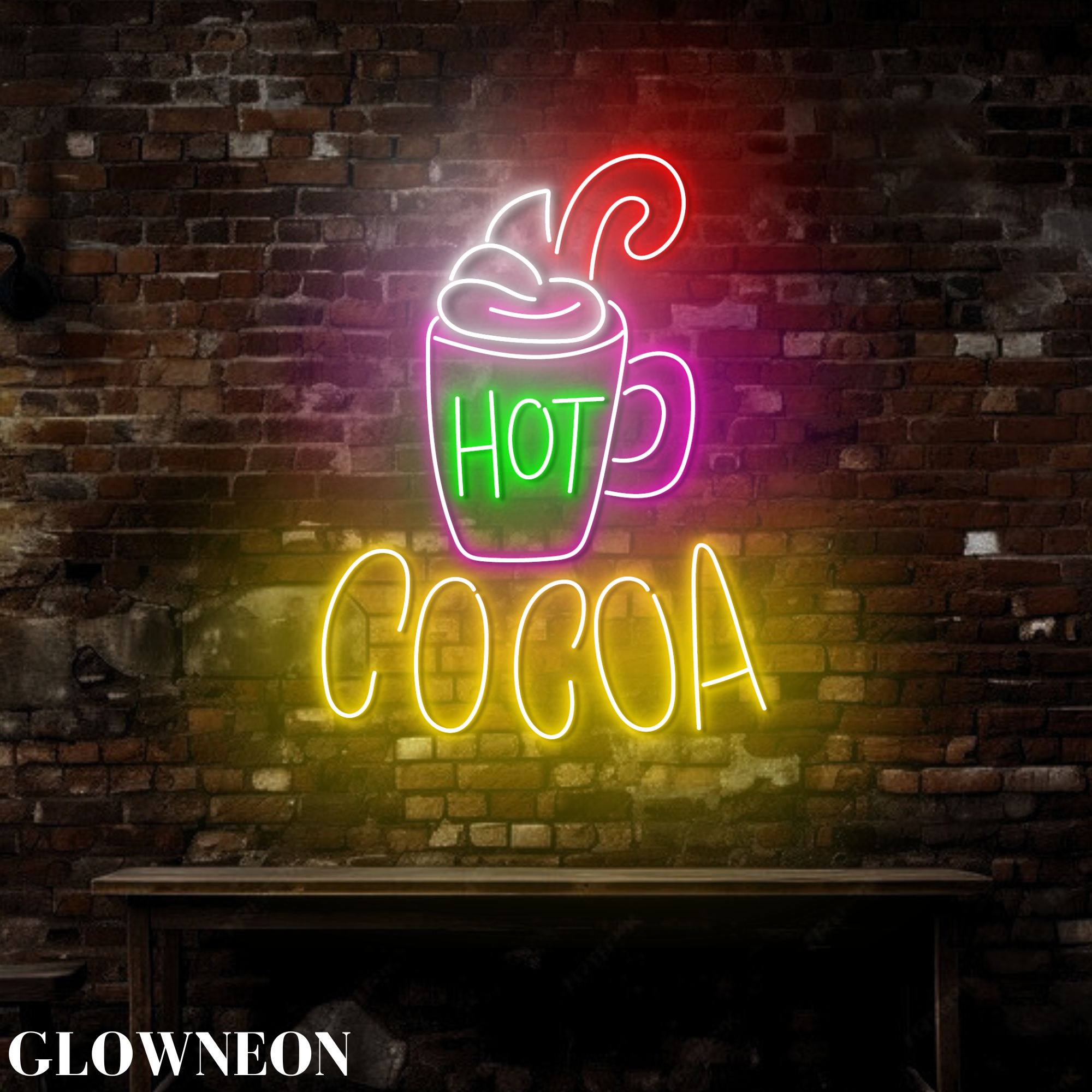Glow Neon - Vente Enseignes néon - Enseigne au néon Hot Cocoa, panneau LED Cocoa Shop, décoration de café3
