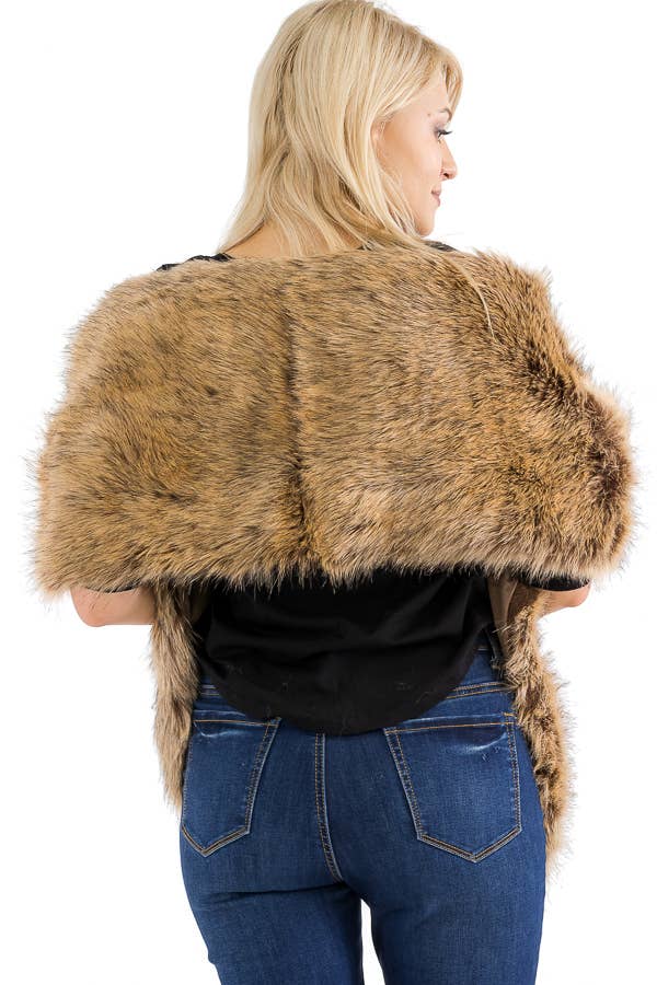 Cap Zone - Wholesale Scarf - Women's - Luxury Faux Fur Satin Lined Stole Shawl Scarf9