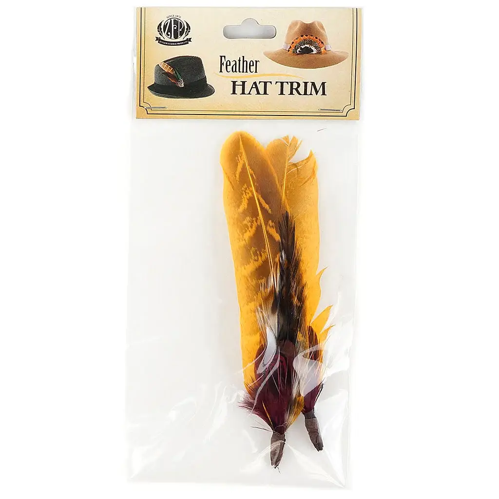 Zucker Feather Products – Acessório de chapéu - Mulher por atacado – Chapéu de Penas Faisão-Hackle Aguarnições Preto/Fig/Calêndula Naturais3