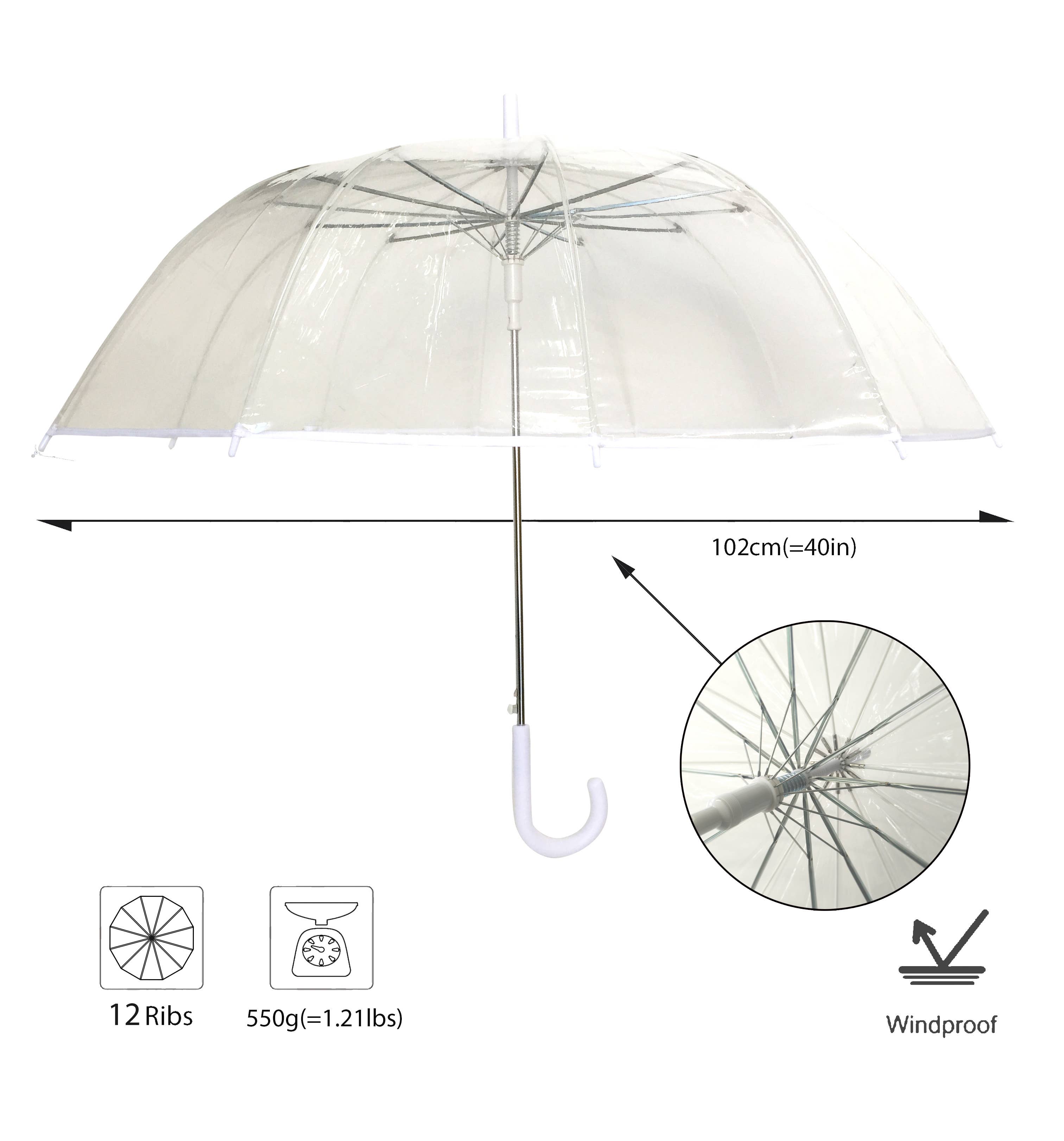 SMATI - Wholesale Umbrella – Women's - Large Transparent Wedding Umbrella - White Border3