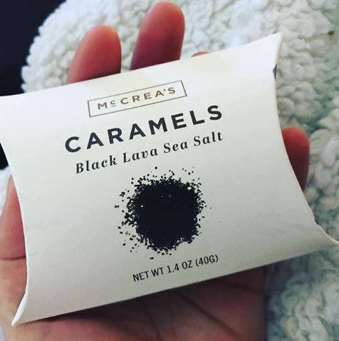 McCrea's Candies - Wholesale Caramel - Caramels Pillow Box - Black Lava Sea Salt, Case of 64
