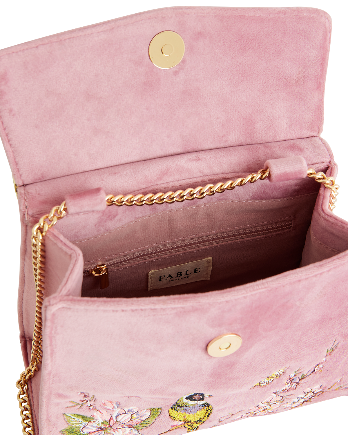 Fable England - Wholesale Tote Bag - Women's - Morning Song Bird Embroidered Mini Pink Tote - UK, US & EU6