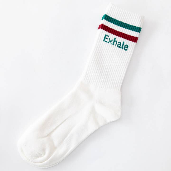 Divasya - Wholesale Socks - Women's - Socks with yoga motif in 2 variants: Inhale Exhale | Namaste12