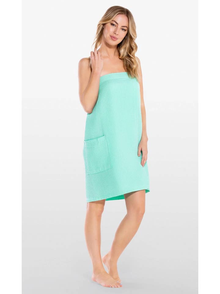 Lingerie Mart - Wholesale Robe – Women's - LM Brands Waffle Spa Bath Wrap LM7083-Mint2