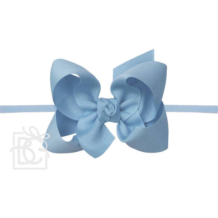 Beyond Creations, LLC - Wholesale Fashion Headband - Kids - 1/4" NYLON PANTYHOSE HEADBAND W/SIGNATURE GROSGRAIN BOW204